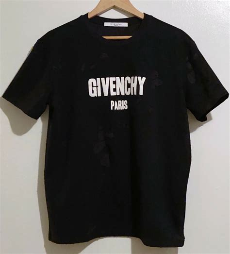 black and gold givenchy shirt|Givenchy distressed t shirt.